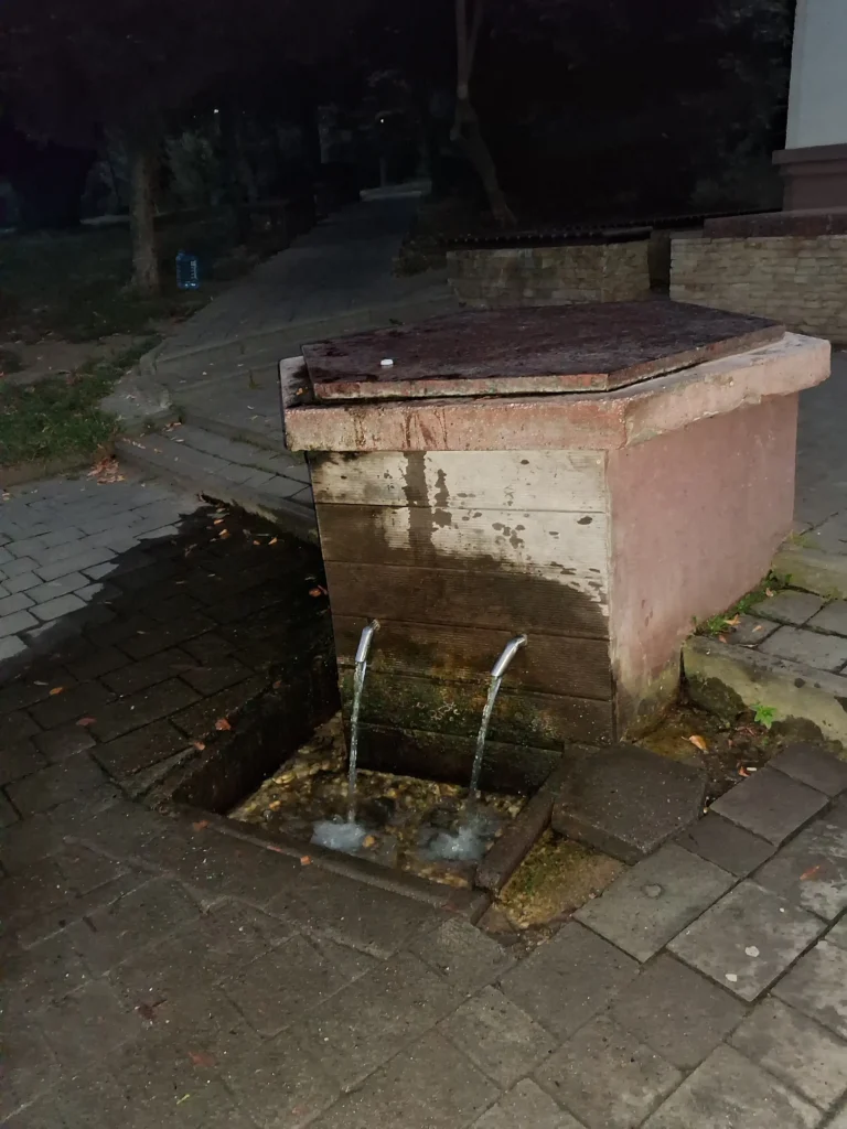 Джерело біля Івано-Франківського міського озера зі статуєю Божої Матері